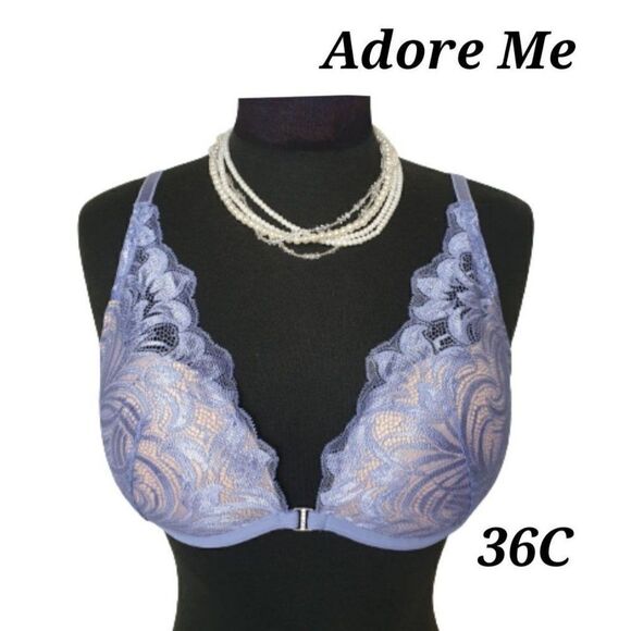 Women's 36C Very Sexy Push Up Lace Bra Violet Rhinestone Detail 36C NWOT - Picture 1 of 10